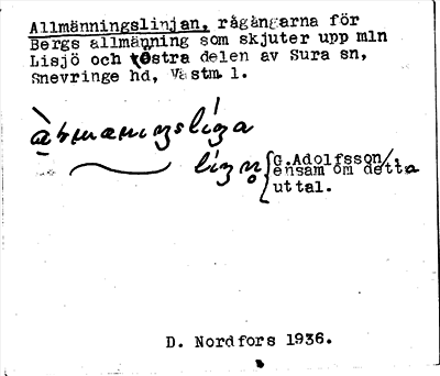 Bild på arkivkortet för arkivposten Allmänningslinjan