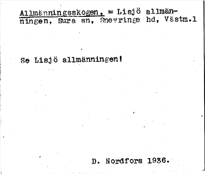 Bild på arkivkortet för arkivposten Allmänningsskogen