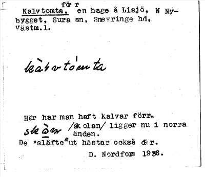 Bild på arkivkortet för arkivposten Kalvtomta