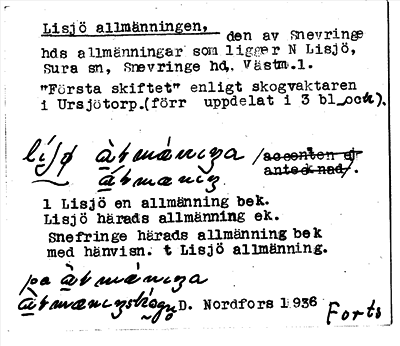 Bild på arkivkortet för arkivposten Lisjö allmänningen