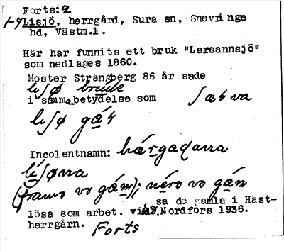 Bild på arkivkortet för arkivposten Lisjö