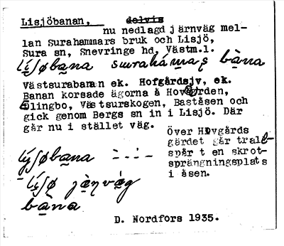 Bild på arkivkortet för arkivposten Lisjöbanan