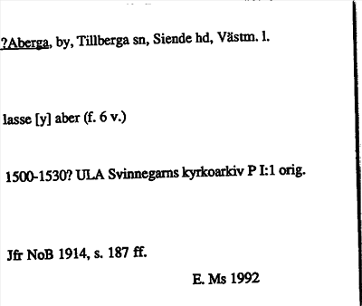 Bild på arkivkortet för arkivposten ?Aberga