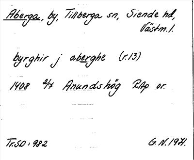 Bild på arkivkortet för arkivposten Aberga