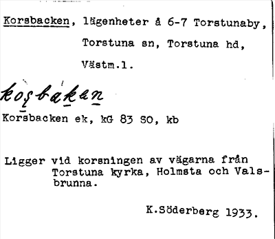 Bild på arkivkortet för arkivposten Korsbacken