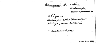 Bild på arkivkortet för arkivposten Klingans