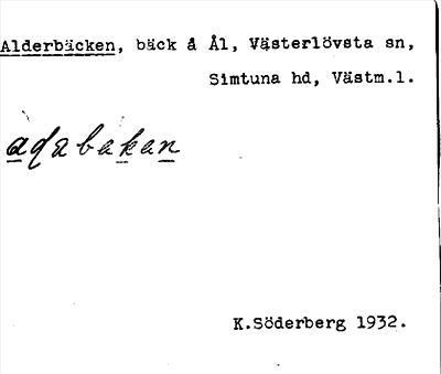 Bild på arkivkortet för arkivposten Alderbäcken