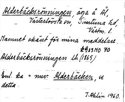 Bild på arkivkortet för arkivposten Alderbäcksrönningen