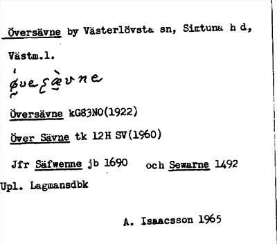 Bild på arkivkortet för arkivposten Översävne