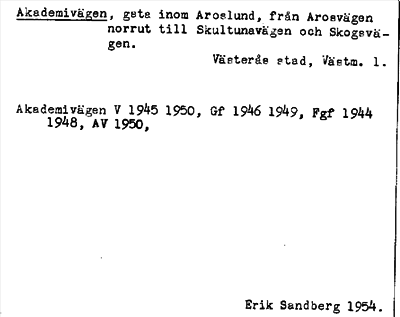 Bild på arkivkortet för arkivposten Akademivägen