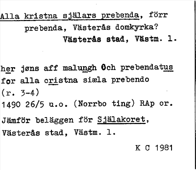 Bild på arkivkortet för arkivposten Alla kristna själars prebenda