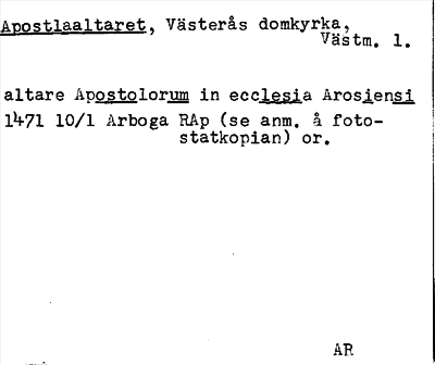 Bild på arkivkortet för arkivposten Apostlaaltaret