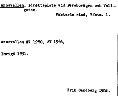 Bild på arkivkortet för arkivposten Arosvallen