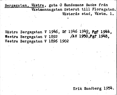 Bild på arkivkortet för arkivposten Bergsgatan, Västra