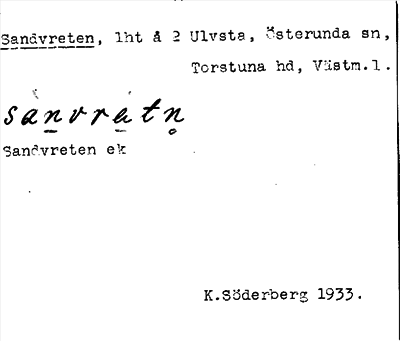 Bild på arkivkortet för arkivposten Sandvreten
