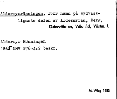 Bild på arkivkortet för arkivposten Aldermyrrönningen