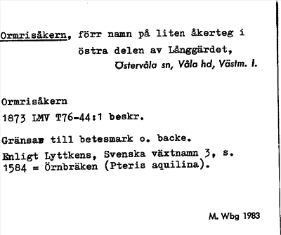 Bild på arkivkortet för arkivposten Ormrisåkern