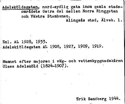 Bild på arkivkortet för arkivposten Adelsköldsgatan