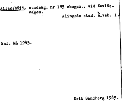 Bild på arkivkortet för arkivposten Allanshöjd