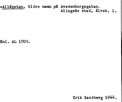 Bild på arkivkortet för arkivposten +Allégatan