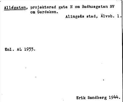 Bild på arkivkortet för arkivposten Allégatan