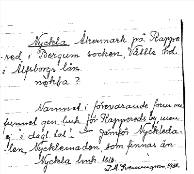 Bild på arkivkortet för arkivposten Nyckla