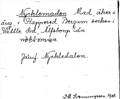 Bild på arkivkortet för arkivposten Nycklemaden