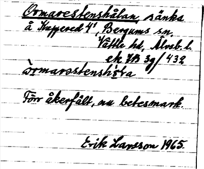 Bild på arkivkortet för arkivposten Ormarestenshålan