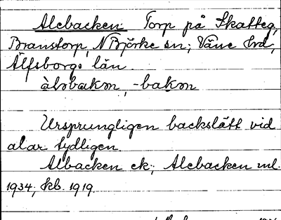 Bild på arkivkortet för arkivposten Alebacken