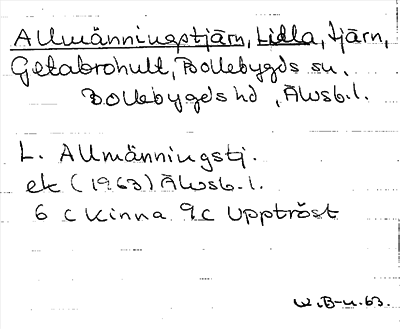 Bild på arkivkortet för arkivposten Allmänningstjärn, Lilla
