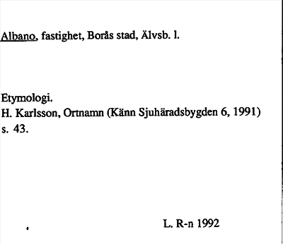 Bild på arkivkortet för arkivposten Albano