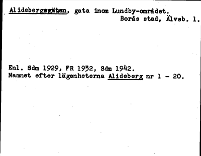 Bild på arkivkortet för arkivposten Alidebergsgatan