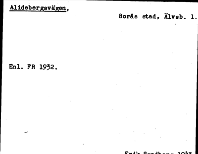 Bild på arkivkortet för arkivposten Alidebergsvägen