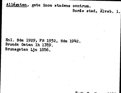 Bild på arkivkortet för arkivposten Allégatan