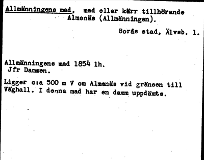 Bild på arkivkortet för arkivposten Allmänningens mad