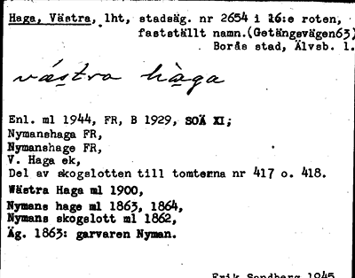 Bild på arkivkortet för arkivposten Haga, Västra