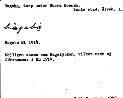 Bild på arkivkortet för arkivposten Hagabo