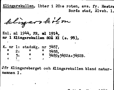 Bild på arkivkortet för arkivposten Klingarekullen