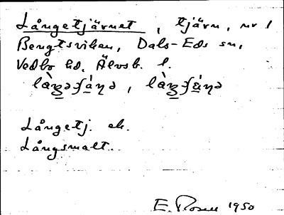 Bild på arkivkortet för arkivposten Långetjärnet