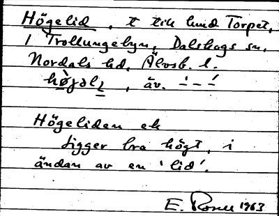 Bild på arkivkortet för arkivposten Högelid