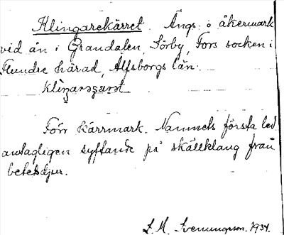 Bild på arkivkortet för arkivposten Klingarekärret