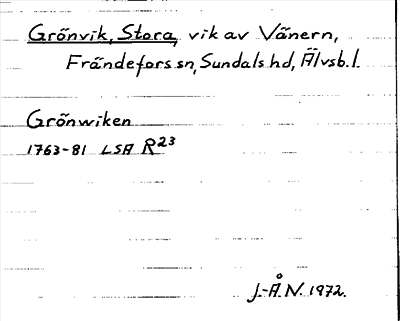 Bild på arkivkortet för arkivposten Grönvik, Stora