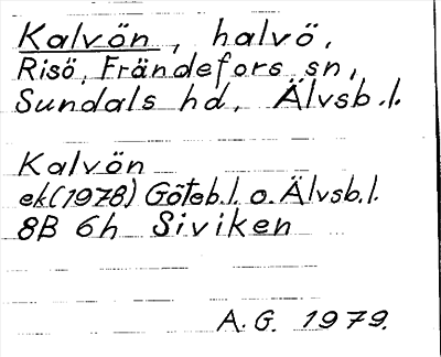 Bild på arkivkortet för arkivposten Kalvön