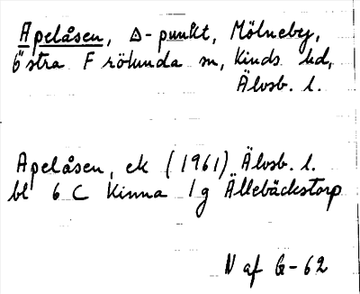 Bild på arkivkortet för arkivposten Apelåsen