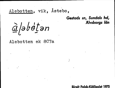 Bild på arkivkortet för arkivposten Alebotten