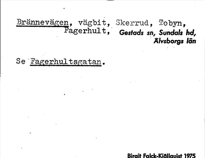 Bild på arkivkortet för arkivposten Brännevägen, se Fagerhultsgatan