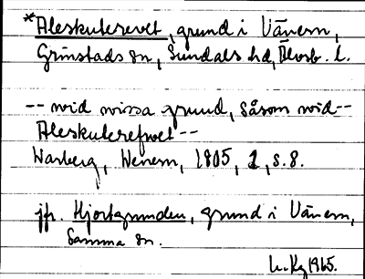 Bild på arkivkortet för arkivposten *Aleskuterevet