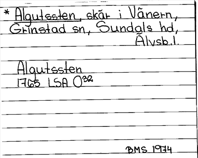 Bild på arkivkortet för arkivposten *Algutssten