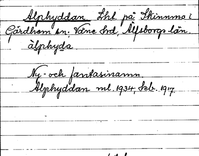 Bild på arkivkortet för arkivposten Alphyddan