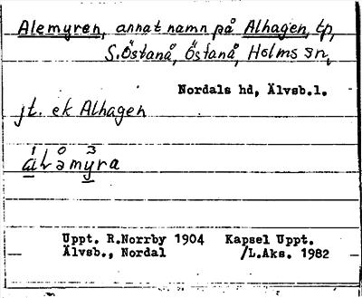 Bild på arkivkortet för arkivposten Alemyren